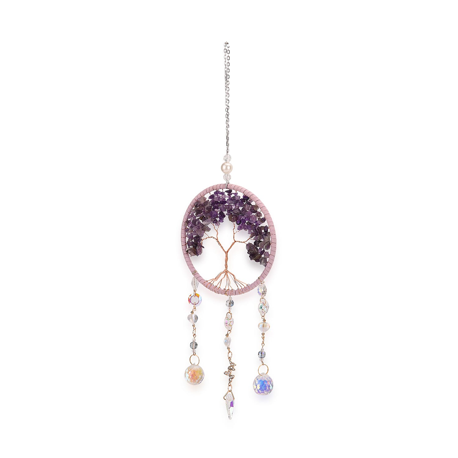 LIVMORE Amethyst Tree of Life Wall Hanging Ornament (38 cm) - Purple