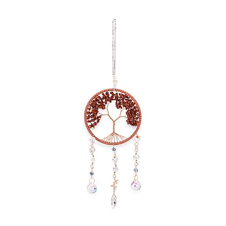 LIVMORE Jasper Tree of Life Wall Hanging Ornament (38 cm) - Red