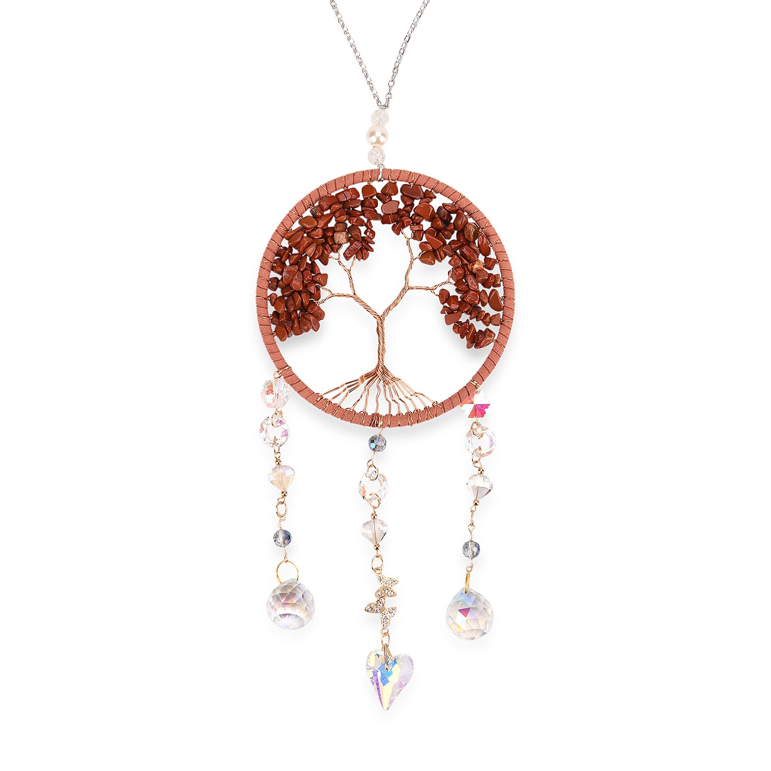 LIVMORE Jasper Tree of Life Wall Hanging Ornament (38 cm) - Red