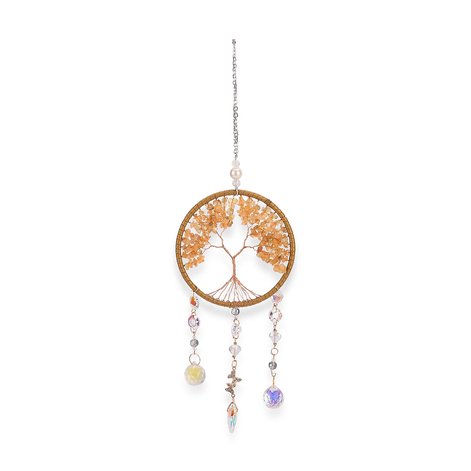 LIVMORE Citrine Tree of Life Wall Hanging Ornament (38 cm) - Yellow