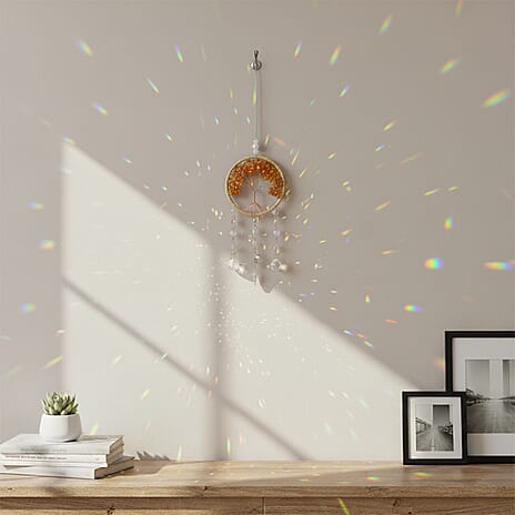 LIVMORE Citrine Tree of Life Wall Hanging Ornament (38 cm) - Yellow