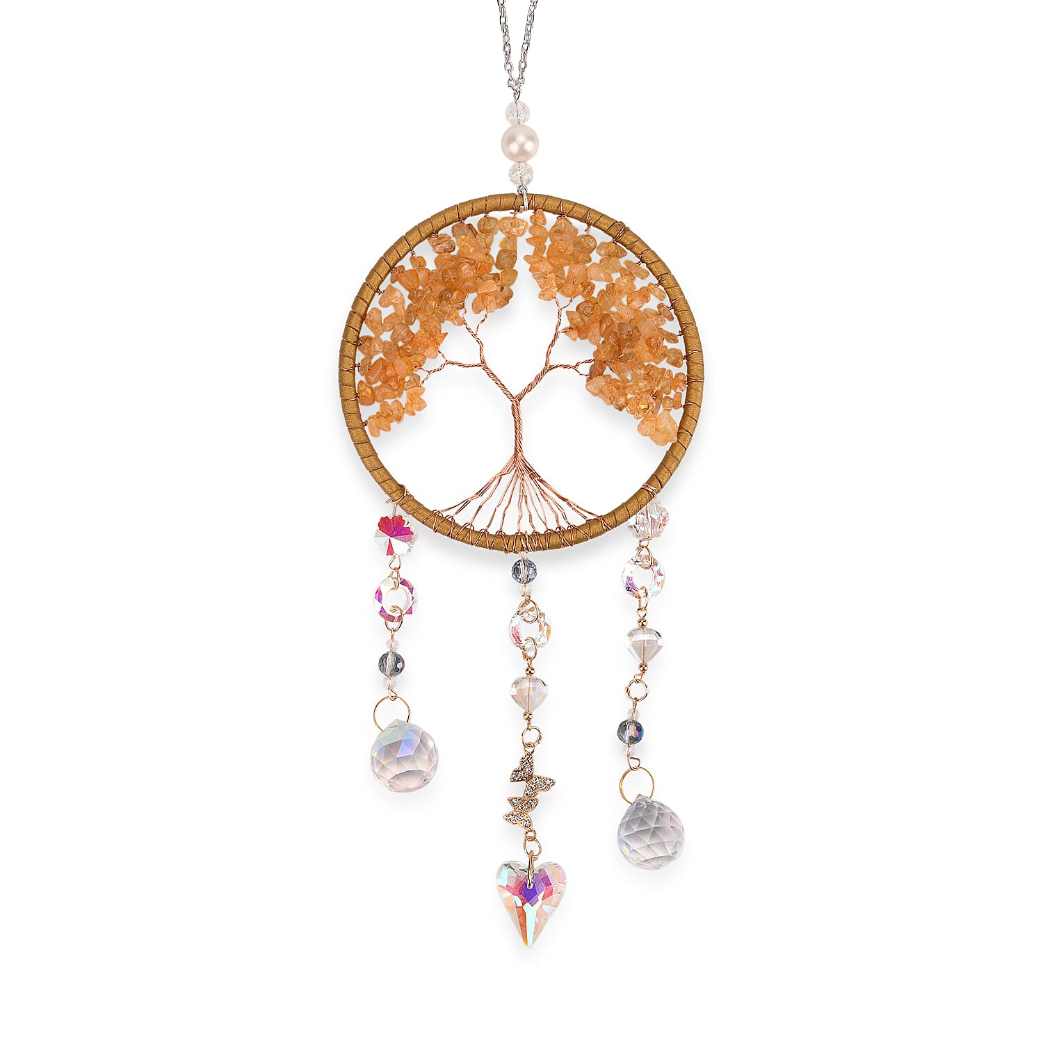 LIVMORE Citrine Tree of Life Wall Hanging Ornament (38 cm) - Yellow