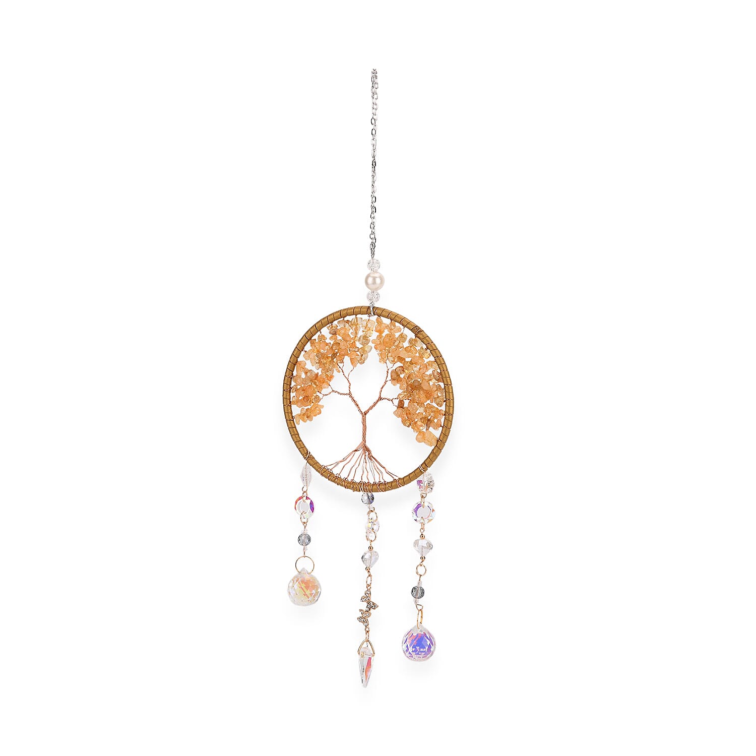 LIVMORE Citrine Tree of Life Wall Hanging Ornament (38 cm) - Yellow