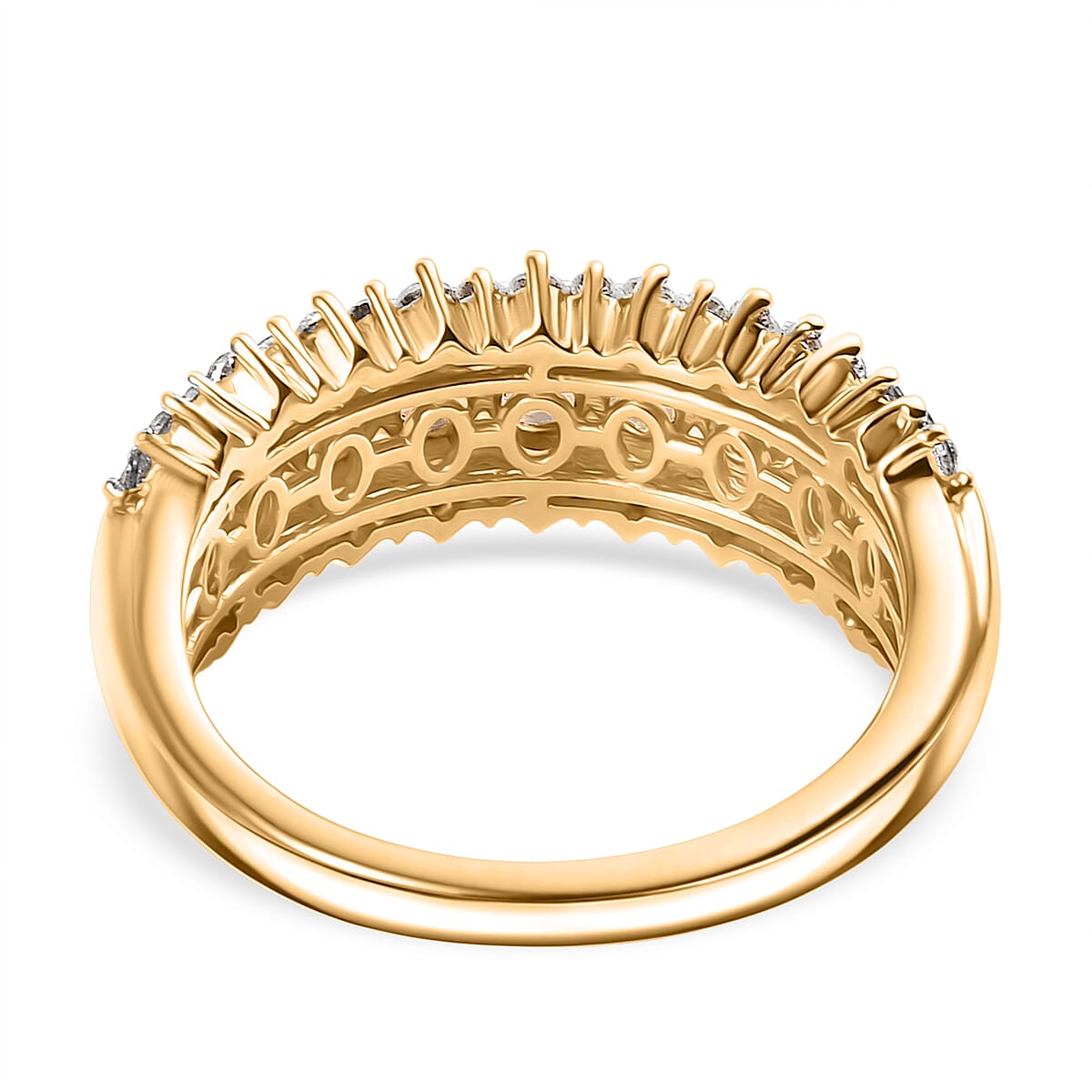 Djoy Ethiopian Opal & White Zircon Rainbow Lineage Ring in Yellow Gold Plating Sterling Silver 1.34 Ct.