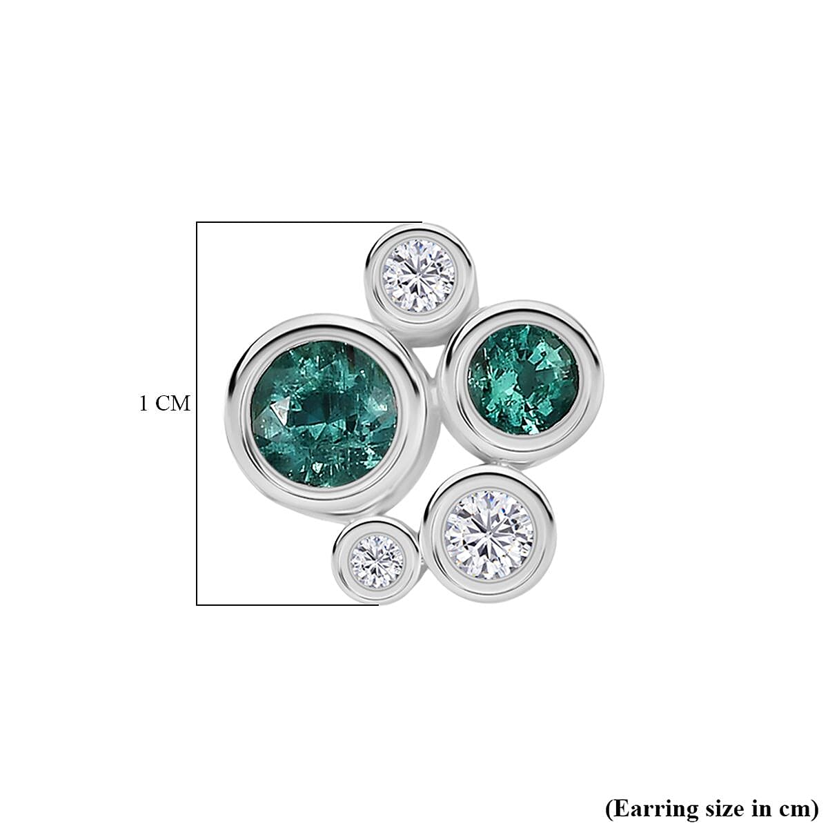 D'joy Zambian Emerald & White Zircon Earring with Push Back in Rhodium Overlay Sterling Silver 1.00 Ct. D'joy Zambian Emerald & White Zircon Earring with Push Back in Rhodium Overlay Sterling Silver 1.00 Ct.