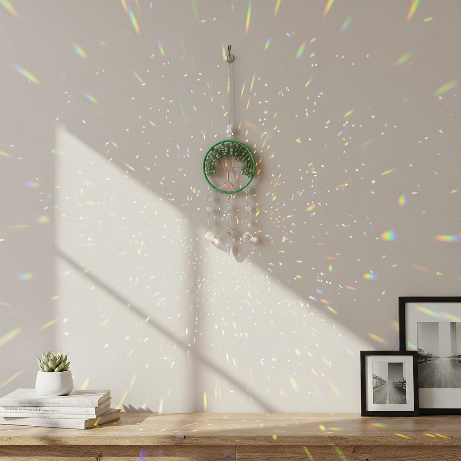 LIVMORE Aventurine Tree of Life Wall Hanging Ornament (38 cm) - Green