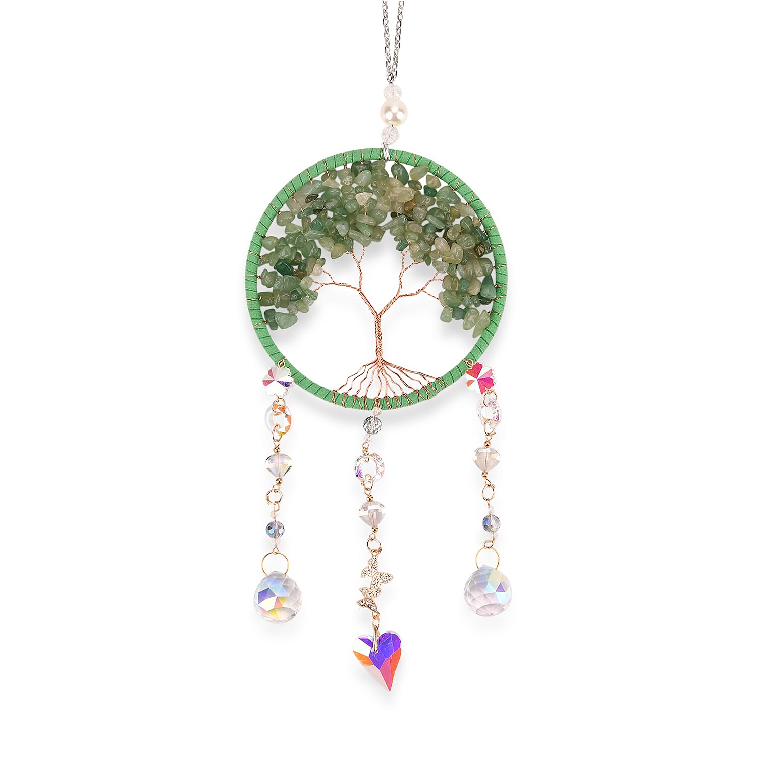 LIVMORE Aventurine Tree of Life Wall Hanging Ornament (38 cm) - Green