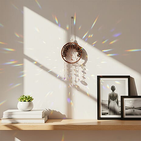 LIVMORE Tiger Eye Tree of Life Wall Hanging Ornament (38 cm) - Brown