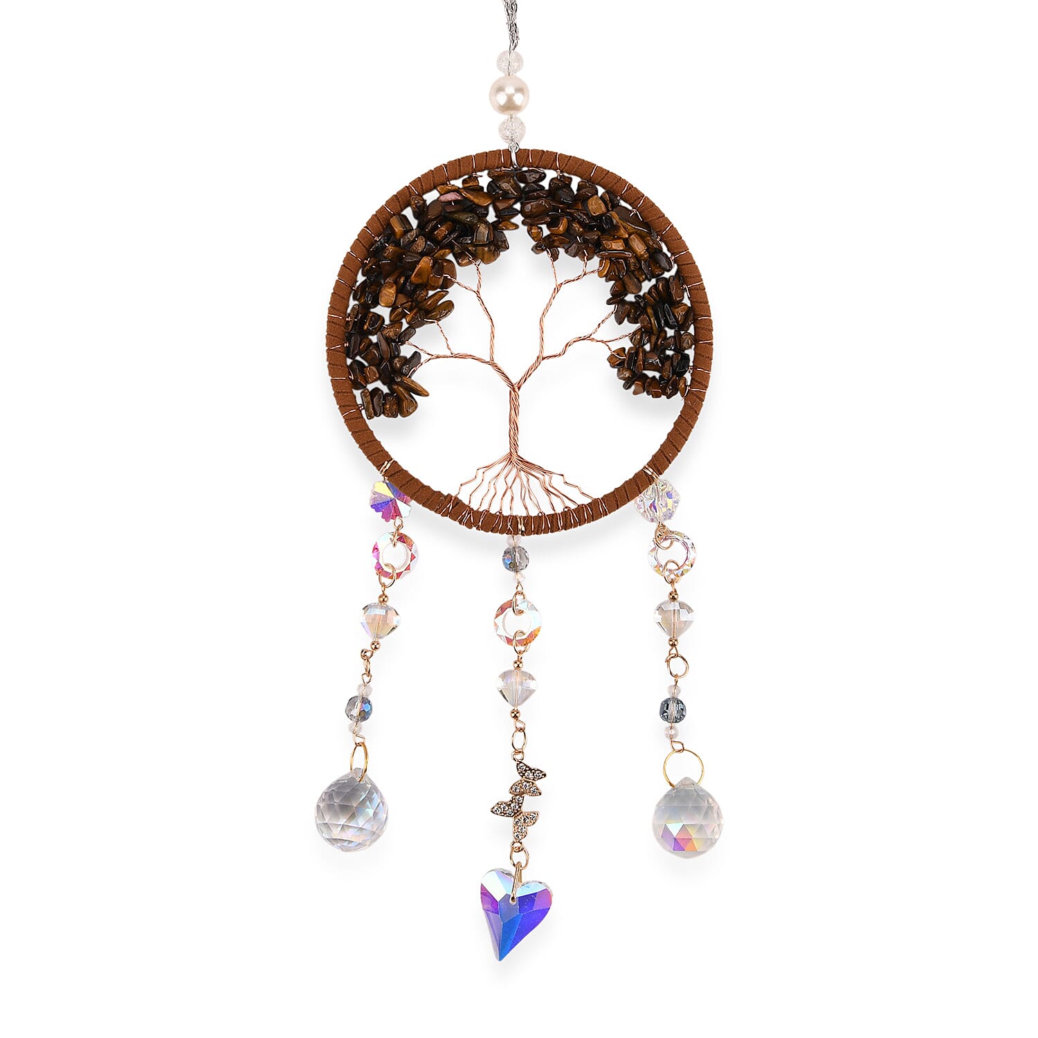 LIVMORE Tiger Eye Tree of Life Wall Hanging Ornament (38 cm) - Brown