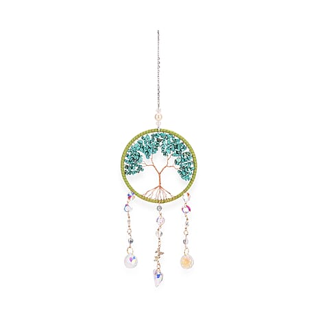 LIVMORE Howlite Tree of Life Wall Hanging Ornament (38 cm) - Green