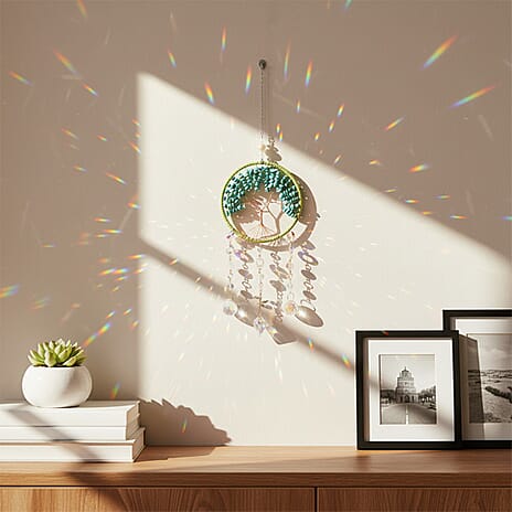 LIVMORE Howlite Tree of Life Wall Hanging Ornament (38 cm) - Green