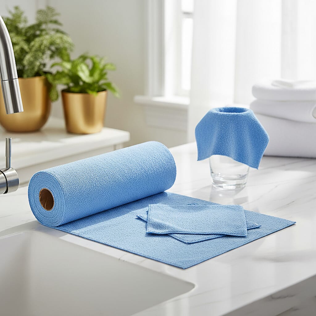 LIVMORE Reusable Tear Away Microfiber Towel Roll (30 x 30cm) - Lake Blue