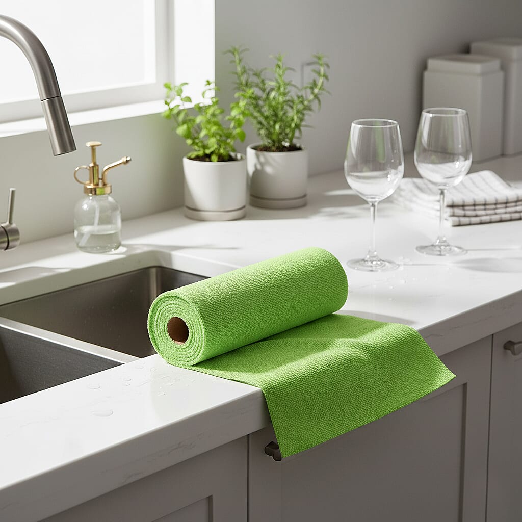 LIVMORE Reusable Tear Away Microfiber Towel Roll (30 x 30cm) - Green