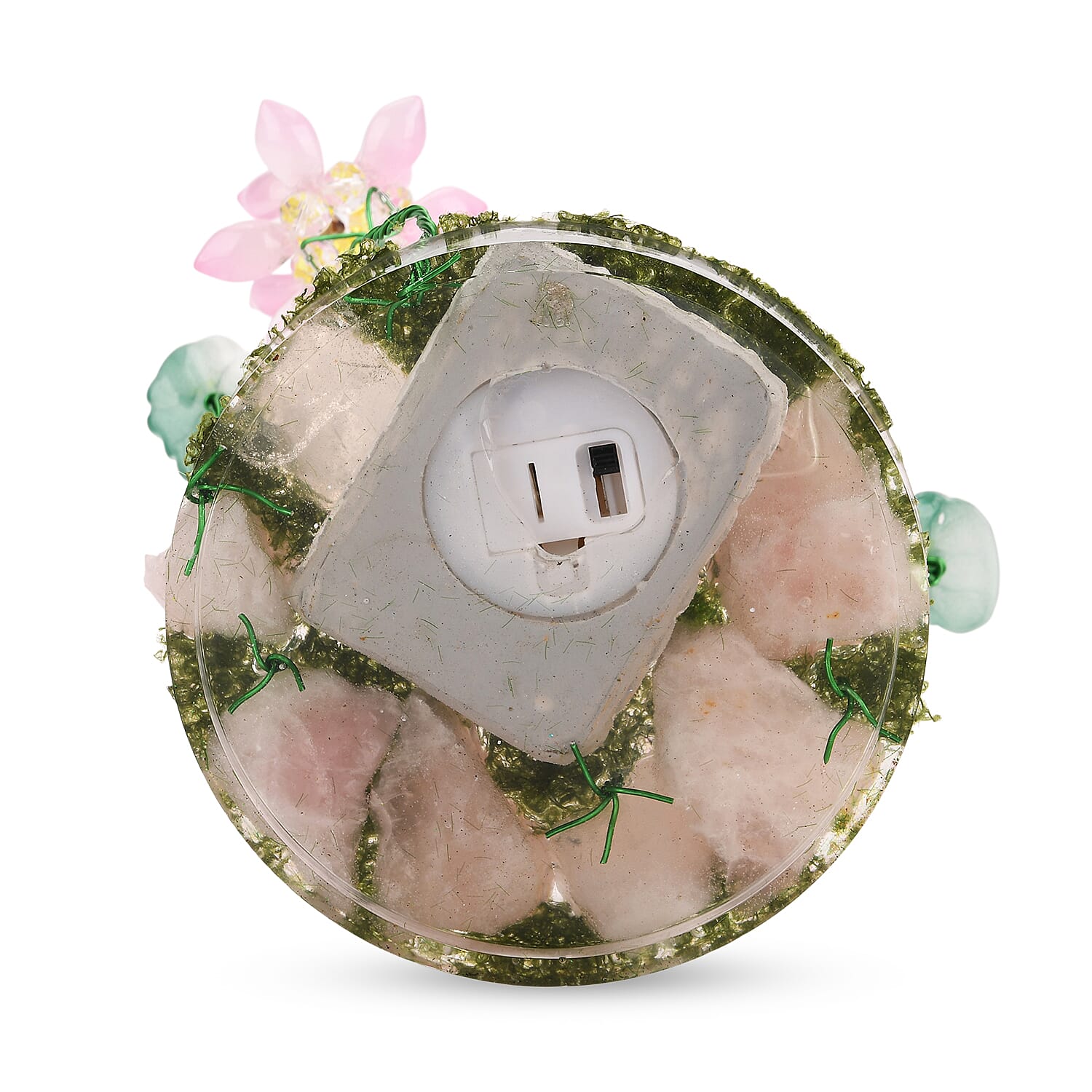 Lotus Flower with House Ornament (10 cm) - Green & Pink