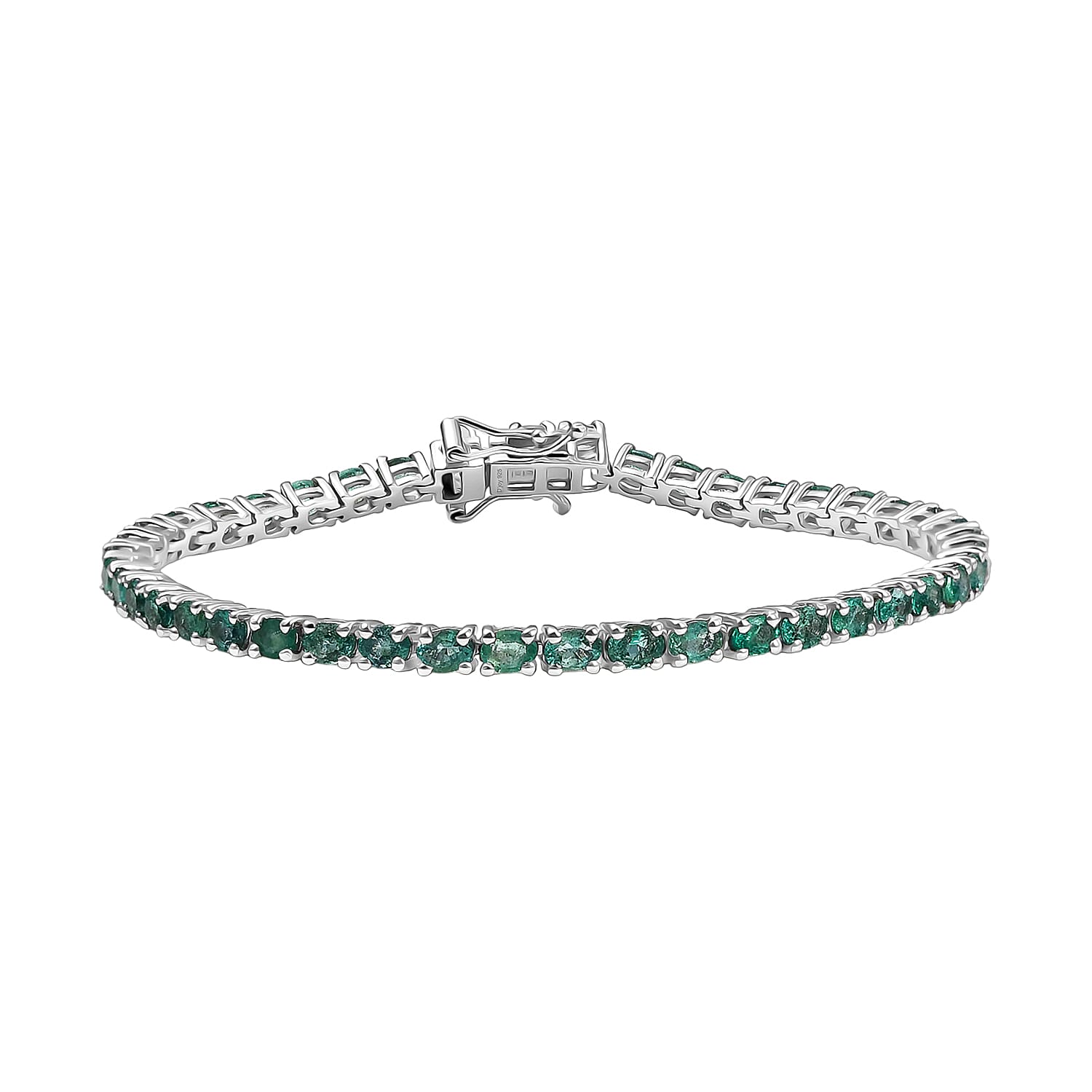 Limited Edition- AAA Gemfields Zambian Emerald Bracelet (Size - 7.5) in Rhodium Overlay Sterling Silver 7.00 Ct,