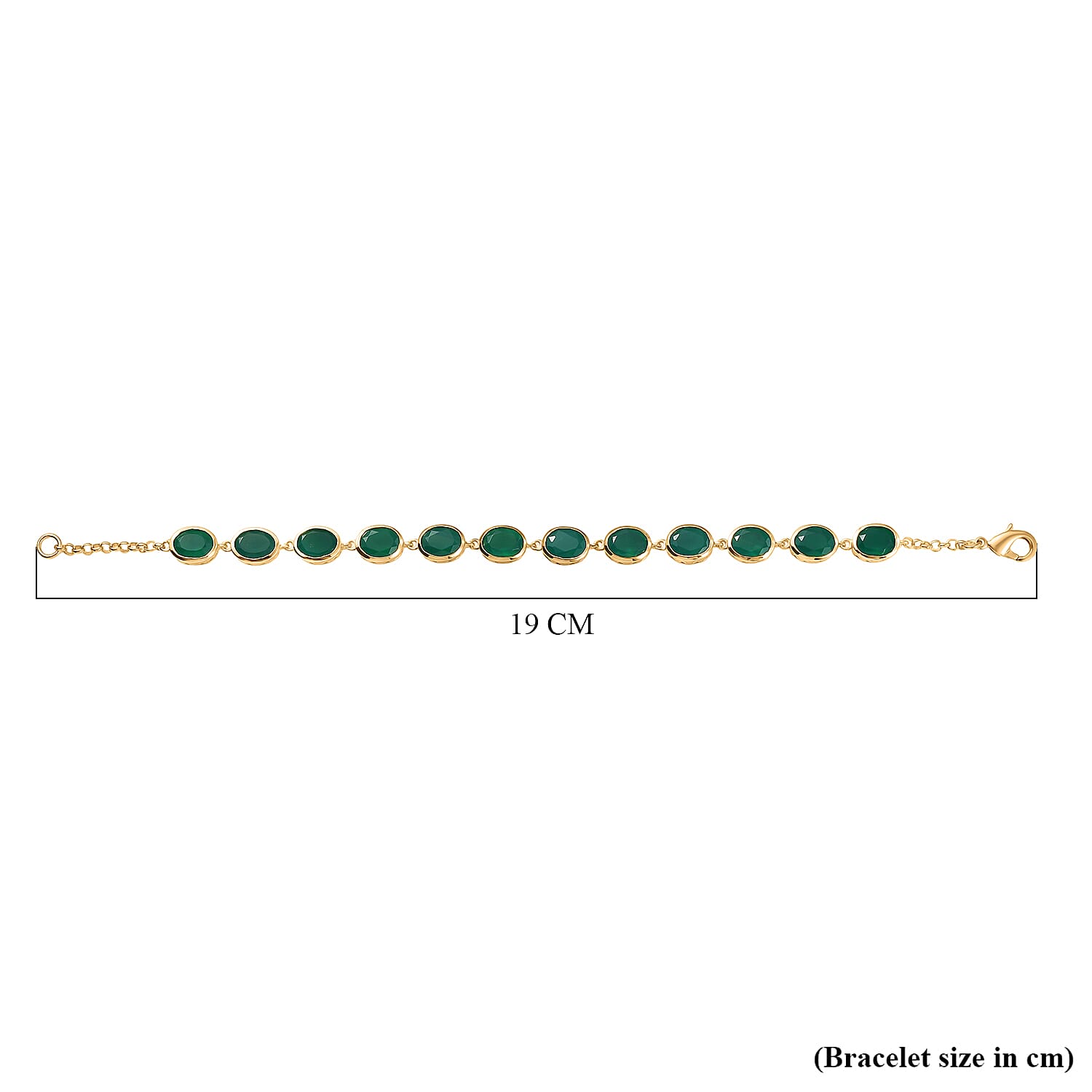 EverTrue Green Onyx Linking Bracelet (Size - 7.5) with Lobster Clasp in Yellow Gold Plating 13.35 Ct. EverTrue Green Onyx Linking Bracelet (Size - 7.5) with Lobster Clasp in Yellow Gold Plating 13.35 Ct.