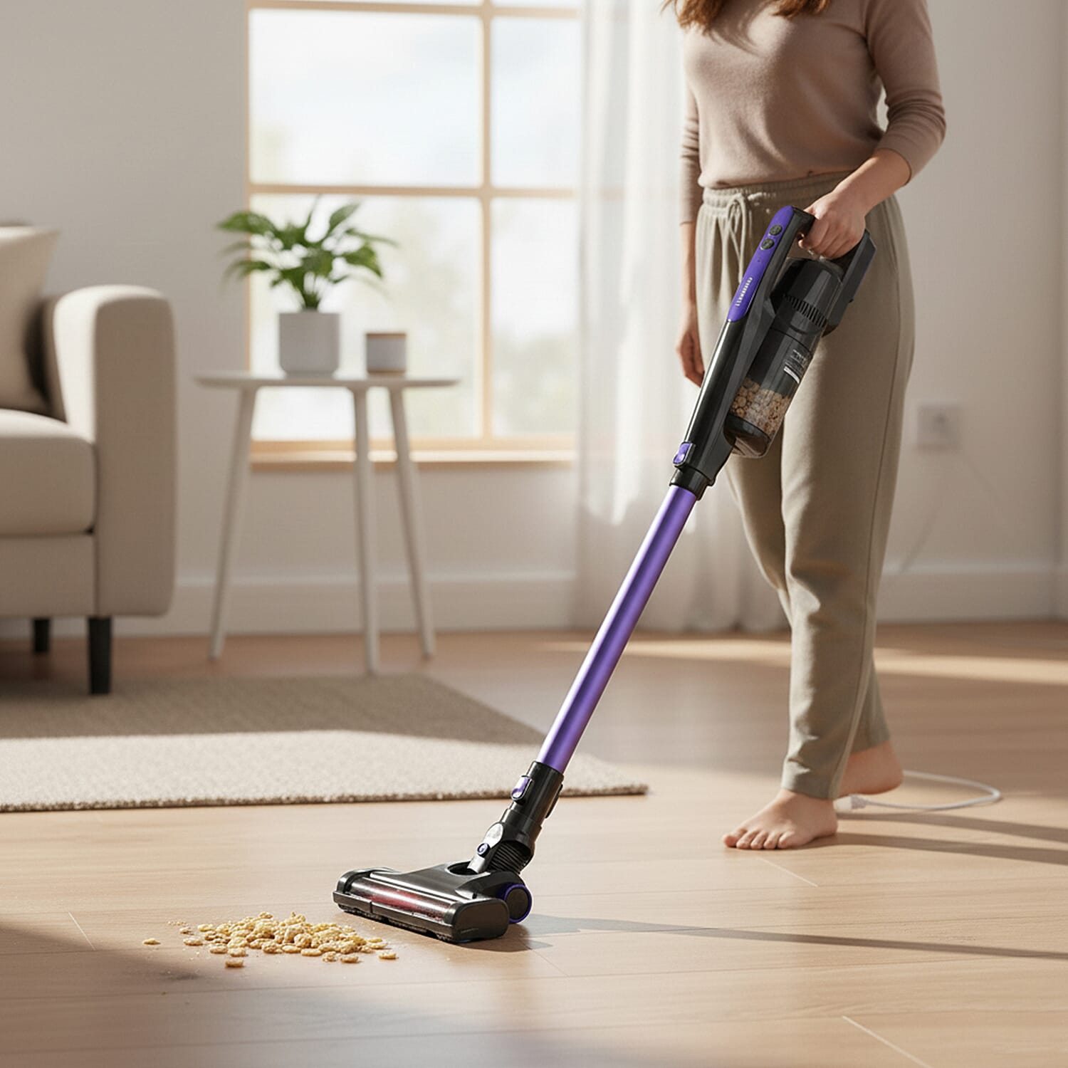 NEW LIVMORE 2 in 1 Wireless Vacuum Cleaner and Mop, All Floors - Handheld, Run Time - Up To 60 mins, Lightweight, 0.5L dust capacity (Size 110x17 cm) - Purple