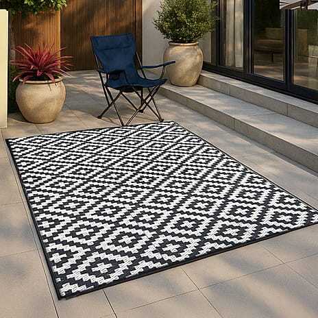 GREEN DECORE  Rug and Door Mat (Size 120x180 cm) - Black White