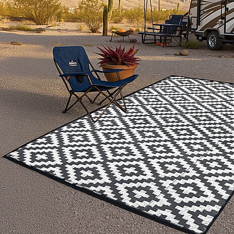 GREEN DECORE  Rug and Door Mat (Size 120x180 cm) - Black White