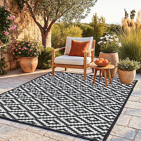 GREEN DECORE  Rug and Door Mat (Size 120x180 cm) - Black White