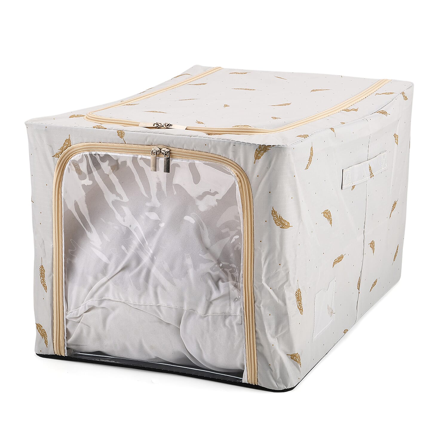 LIVMORE Set of 3 Feather Print Foldable Storage Box (Size 47x35x30 cm) - Light Green