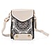 Embroidered Crossbody Bag with Long Adjustable Strap - Purple & Off-White