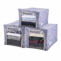 LIVMORE Set of 3 Flamingo Print Foldable Storage Box - Grey