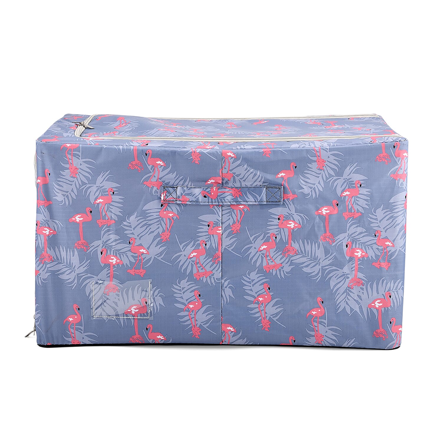 LIVMORE Set of 3 Flamingo Print Foldable Storage Box (Size 47x35x30 cm) - Grey