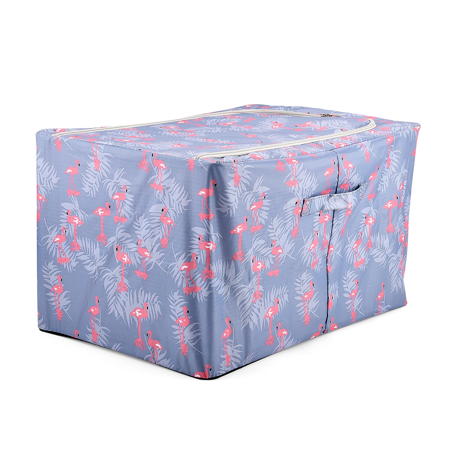 LIVMORE Set of 3 Flamingo Print Foldable Storage Box (Size 47x35x30 cm) - Grey
