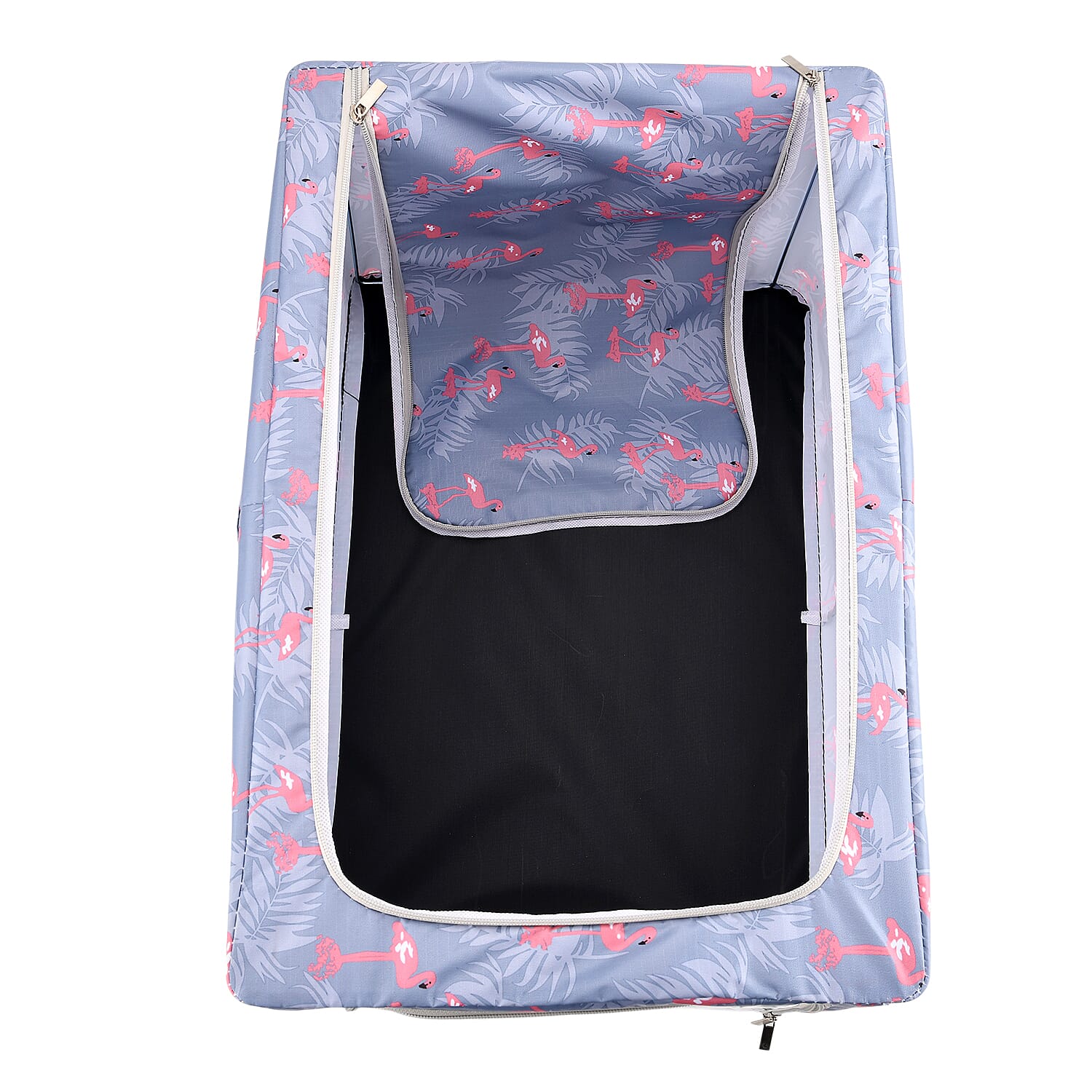 LIVMORE Set of 3 Flamingo Print Foldable Storage Box (Size 47x35x30 cm) - Grey