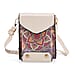 Embroidered Crossbody Bag with Long Adjustable Strap - Purple & Off-White