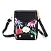 Floral Embroidered Crossbody Bag with Long Adjustable Strap - Black & Orange