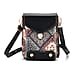 Floral Embroidered Crossbody Bag with Long Adjustable Strap - Black & Orange