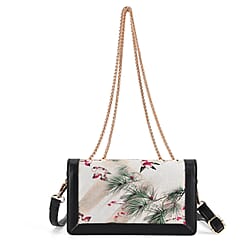 Where Artisans Give Silk a Soul - Limited Edition - Genuine Leather Crossbody Bag with Mulberry Silk Art - White - Multicolour
