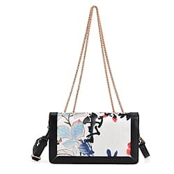 Where Artisans Give Silk a Soul - Limited Edition - Genuine Leather Crossbody Bag with Mulberry Silk Art - White - Multicolour