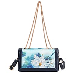 Where Artisans Give Silk a Soul - Limited Edition - Genuine Leather Crossbody Bag with Mulberry Silk Art - White - Multicolour