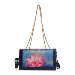 Where Artisans Give Silk a Soul - Limited Edition - Genuine Leather Crossbody Bag with Mulberry Silk Art - White - Multicolour
