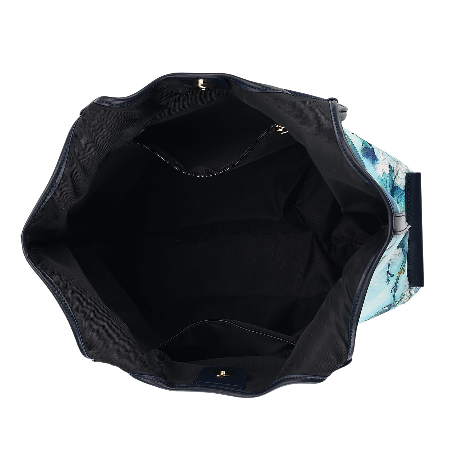 Leather Patterned Tote Bag (Size 34x35x11 cm) - Light Blue & Multicolor