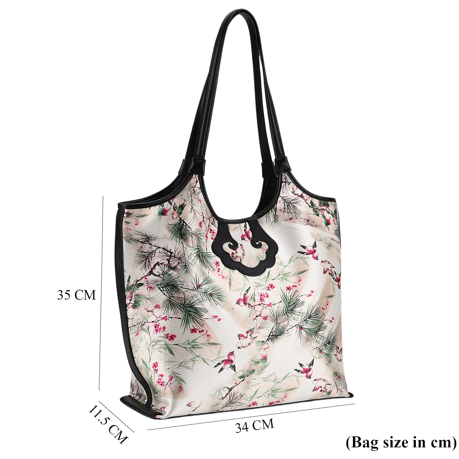 Leather Patterned Tote Bag (Size 34x35x11 cm) - White Purple & Multicolor