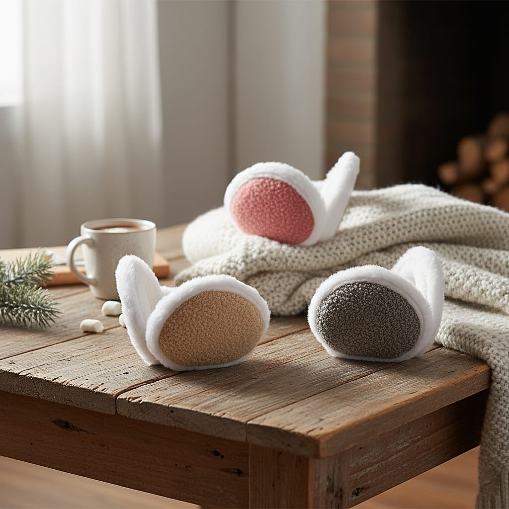 Set of 3 Ear-Pads (40 x 13 cm) - Pink, Grey & Beige