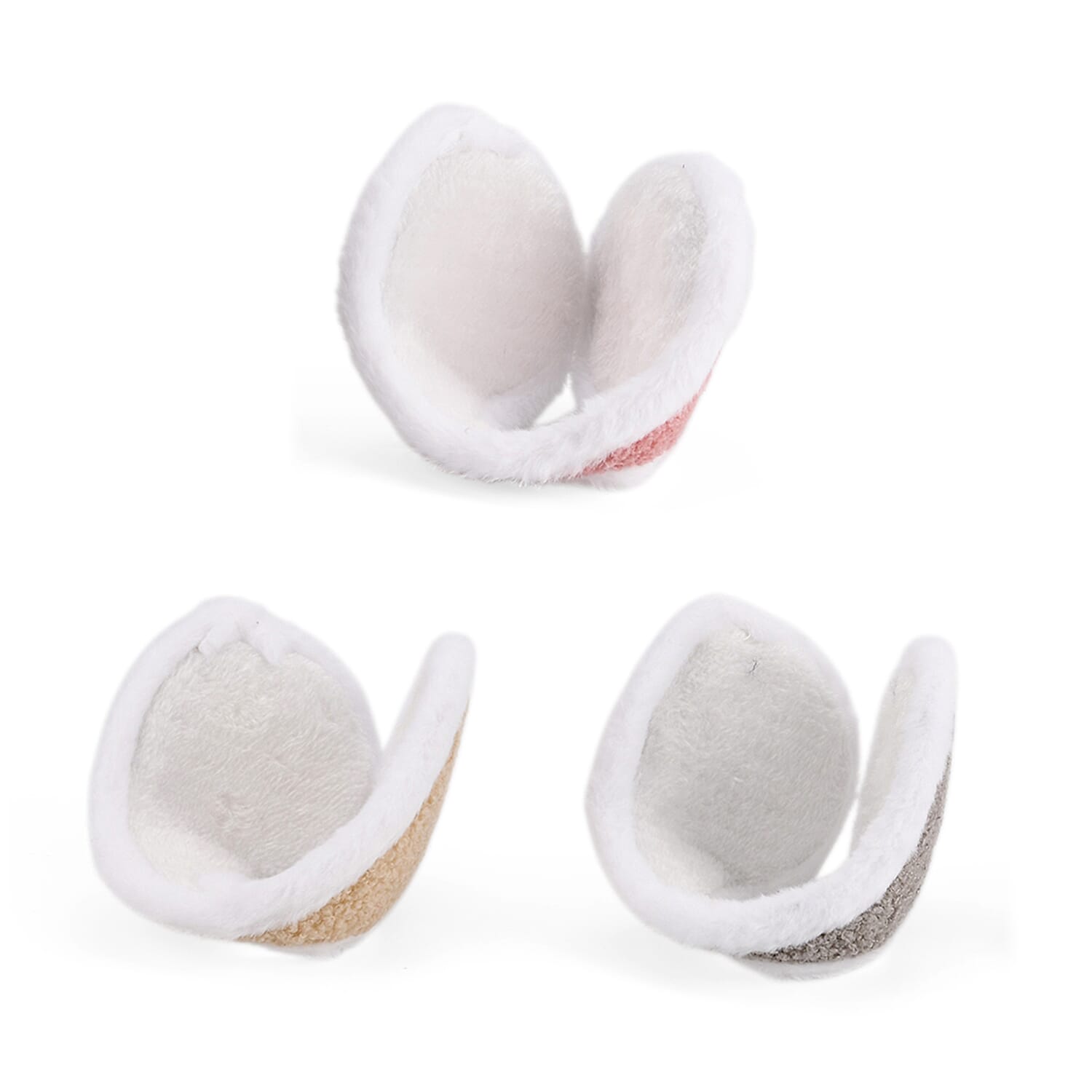 Set of 3 Ear-Pads (40 x 13 cm) - Pink, Grey & Beige