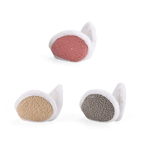 Set of 3 Ear-Pads (40 x 13 cm) - Pink, Grey & Beige