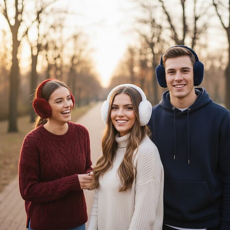 Set of 3 Cozy Ear Pads (13 cm Diameter) - White, Navy & Burgundy