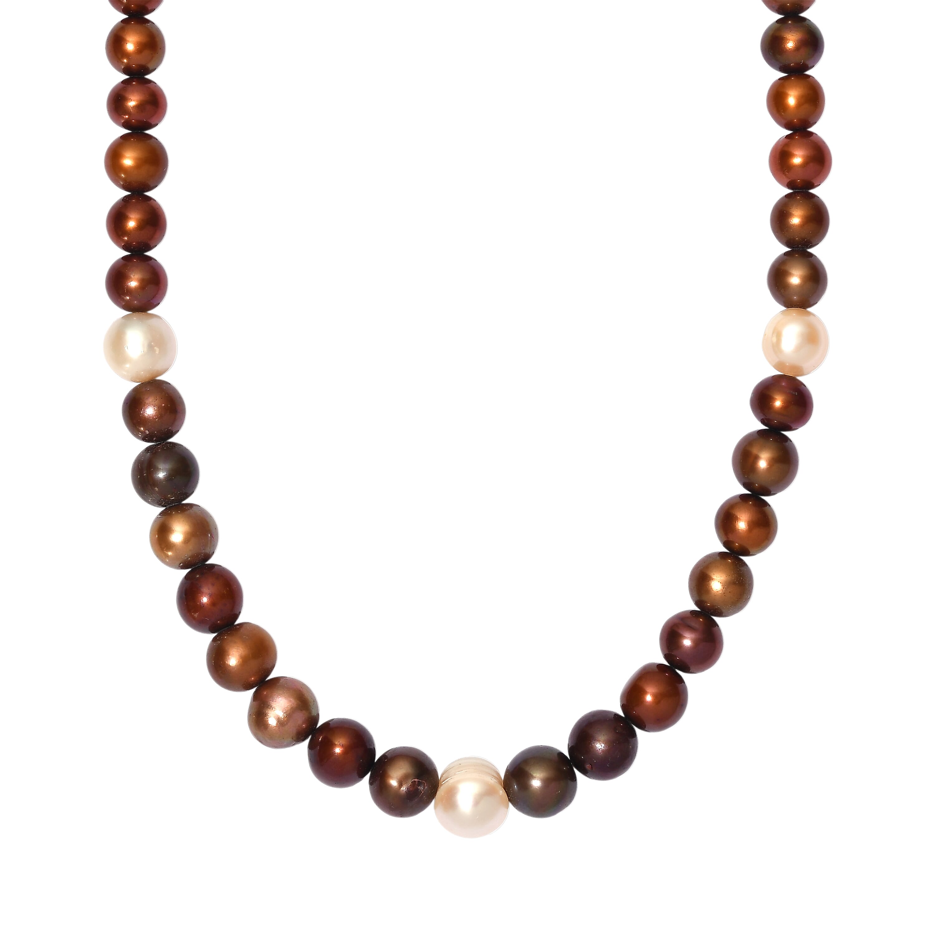 EverTrue - Bronze Enhance Pearl & Fresh Water Pearl Beads Necklace (Size - 18-2 Ext) 150.00 Ct.