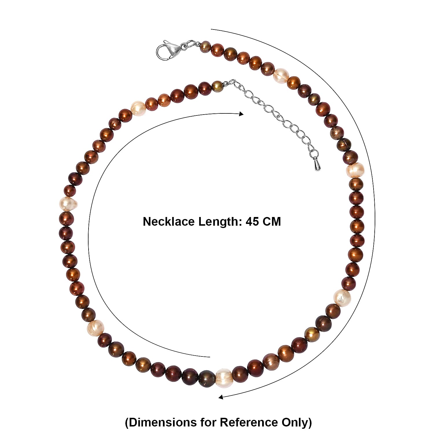 EverTrue - Bronze Enhance Pearl & Fresh Water Pearl Beads Necklace (Size - 18-2 Ext) 150.00 Ct.