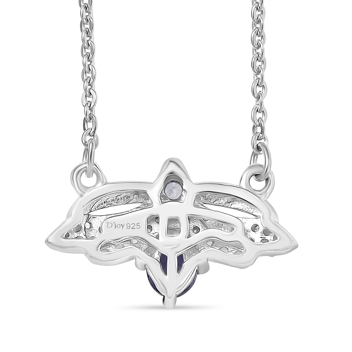 D'joy Tanzanite & White Zircon Necklace (Size - 20) with Lobster Clasp in Platinum Overlay Sterling Silver