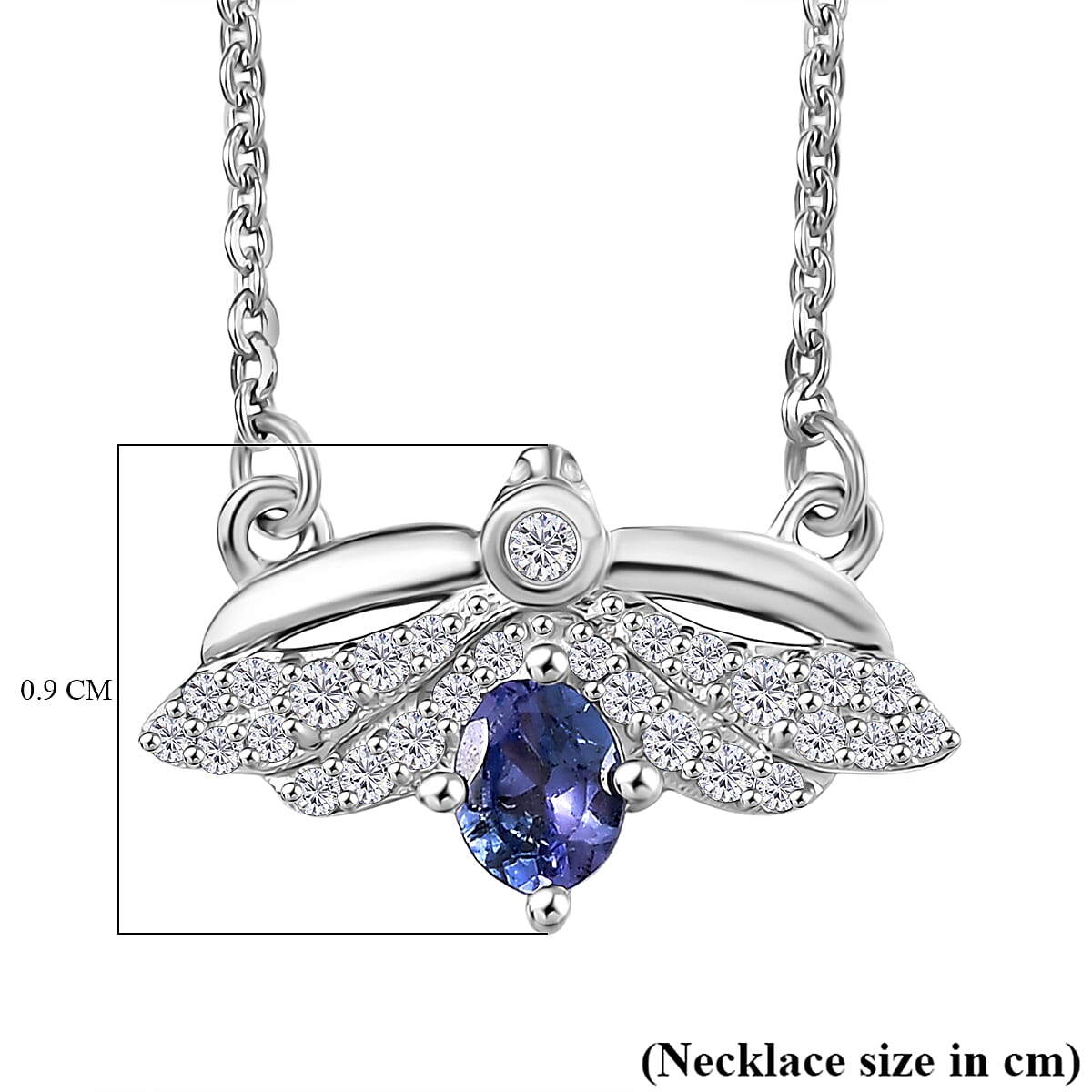 D'joy Tanzanite & White Zircon Necklace (Size - 20) with Lobster Clasp in Platinum Overlay Sterling Silver