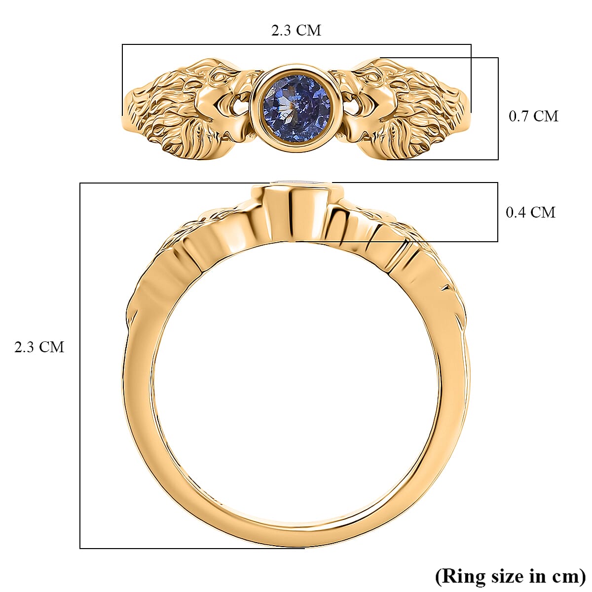 D'joy Tanzanite Solitaire Lion Ring in Yellow Gold Plating Sterling Silver D'joy Tanzanite Solitaire Lion Ring in Yellow Gold Plating Sterling Silver