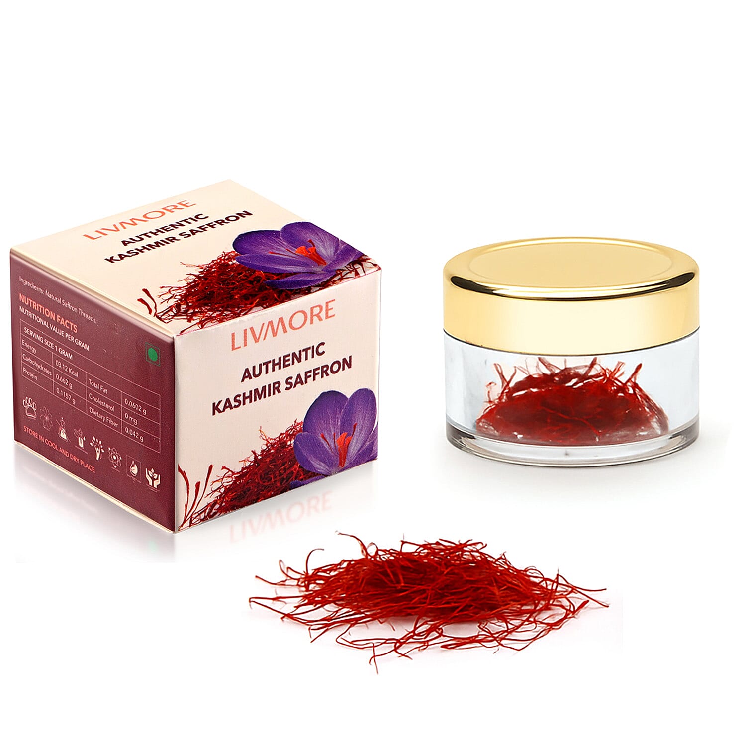 LIVMORE 100% Pure Authentic Kashmiri Saffron - 2 Grams