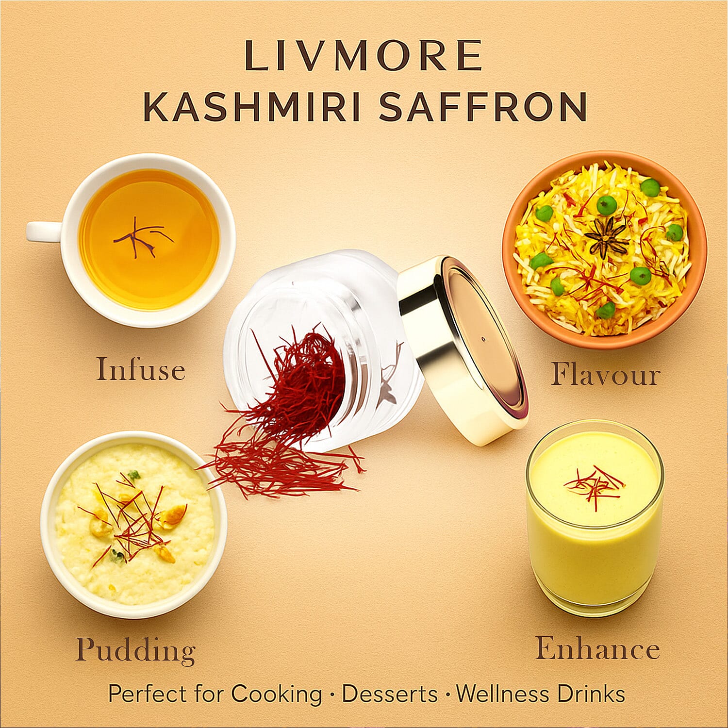 LIVMORE 100% Pure Authentic Kashmiri Saffron - 2 Grams